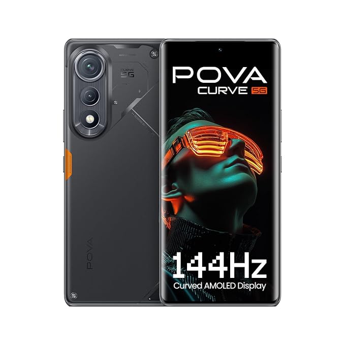 POVA Curve 5G (Geek Black, 8GB+128GB) | 144Hz Curve AMOLED | Slimmest 7.45mm Curve with 5500mAh Battery | Segment's 1st AI with Indian Languages |Best AI Call Assistant | 64MP IMX682 Rear Camera