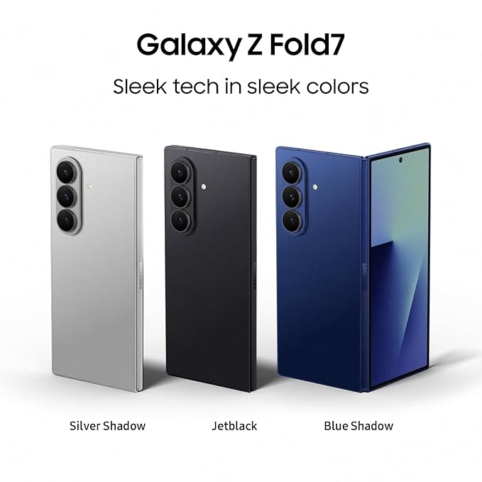 Samsung Galaxy Z Fold7 5G Smartphone with Galaxy AI (Silver Shadow, 12GB RAM, 256GB Storage), Ultra Sleek Design with 200MP Camera, Powerful Snapdragon 8 Elite, Google Gemini