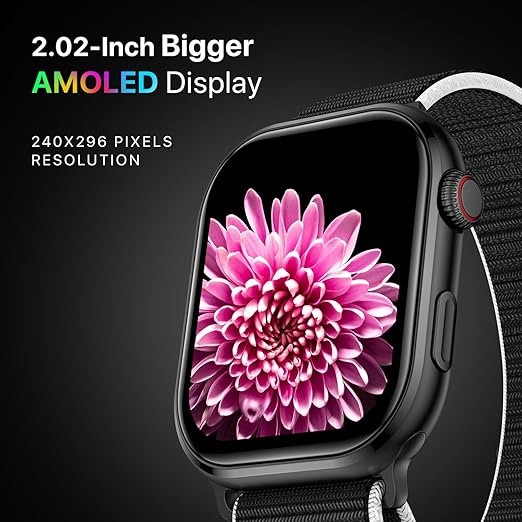 Fire-Boltt Brillia Pro Smart Watch with 51.3mm (2.02 inch) AMOLED Display, Bluetooth Calling, SpO2, Heart Rate Monitoring, 120+ Sports Modes, IP67 Waterproof, Long Battery Life (Active Black)
