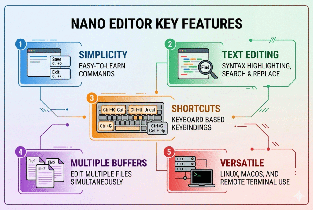 What is a nano editor?
